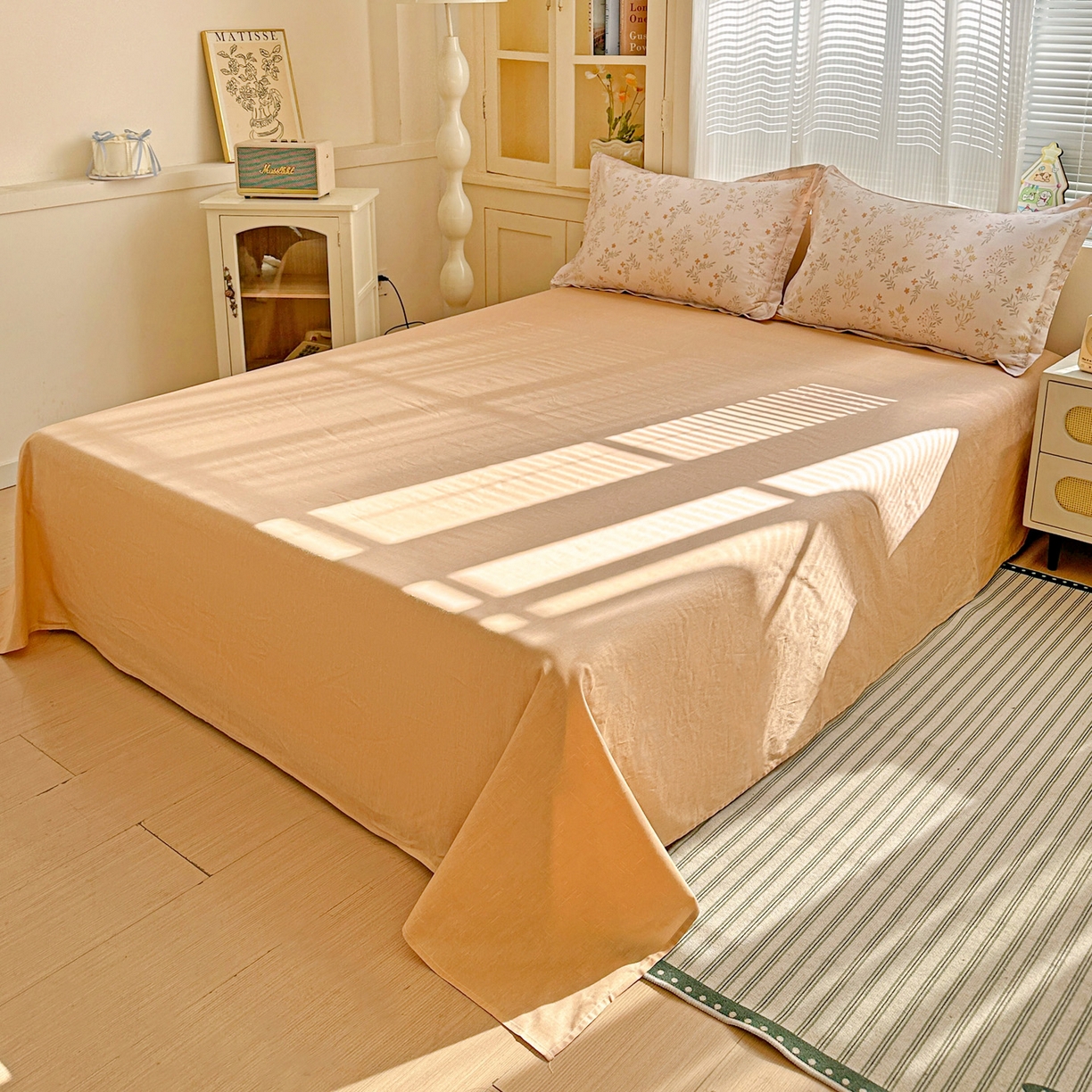 91家纺网 家纺一手货源 找家纺 春雨家居 2026新款全棉纯棉花ins减龄可爱小清新四件套 醉梦惜花