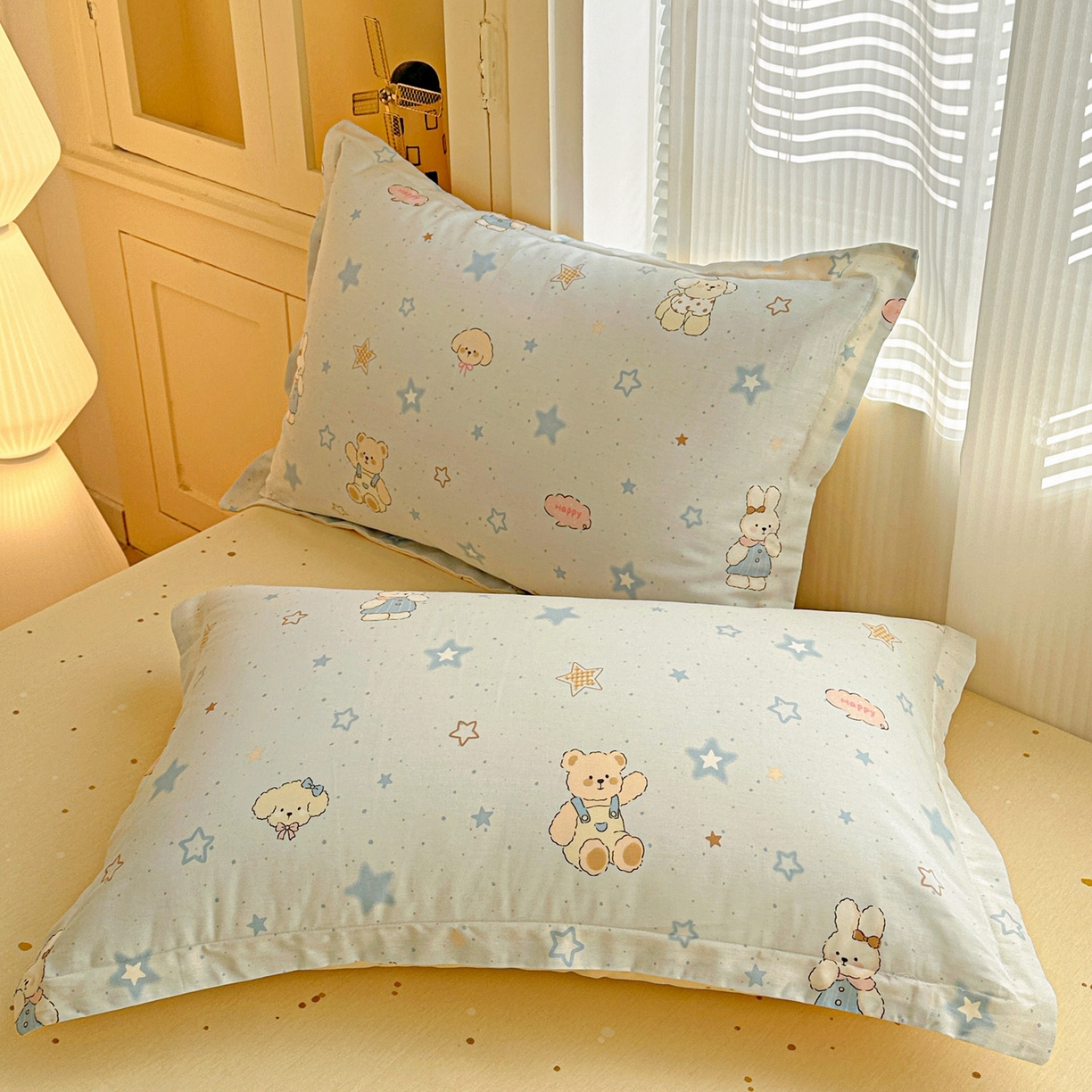 91家纺网 家纺一手货源 找家纺 春雨家居 2026新款全棉纯棉花ins减龄可爱小清新四件套 星星童话园-兰