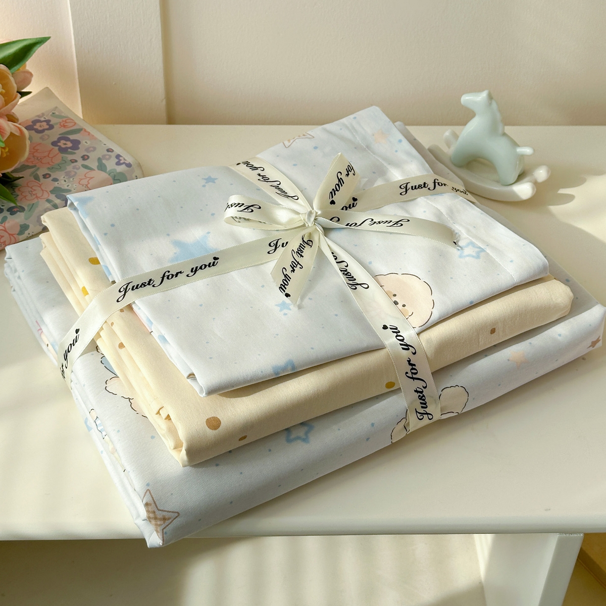 91家纺网 家纺一手货源 找家纺 春雨家居 2026新款全棉纯棉花ins减龄可爱小清新四件套 星星童话园-兰