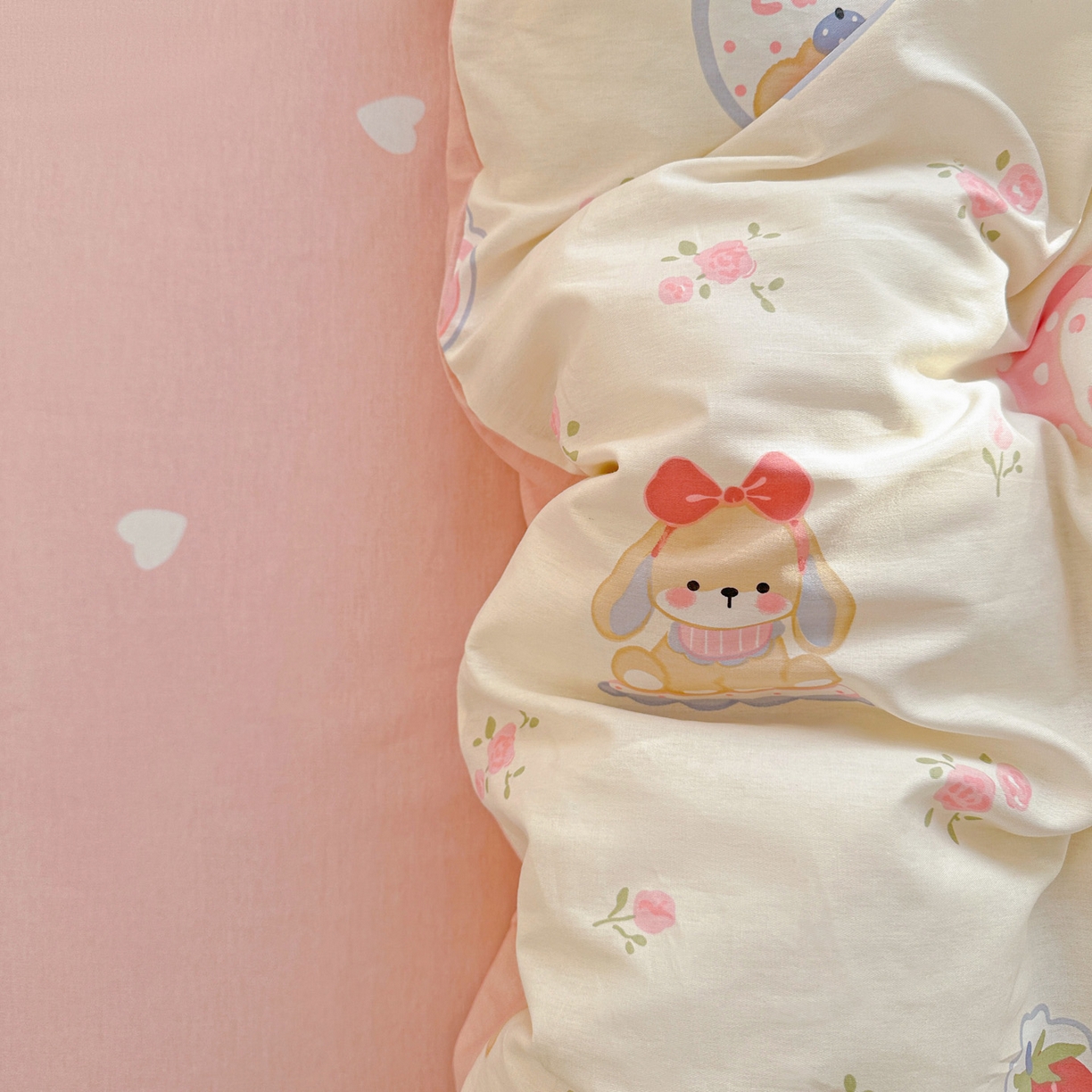 91家纺网 家纺一手货源 找家纺 春雨家居 2026新款全棉纯棉花ins减龄可爱小清新四件套 心动庄园