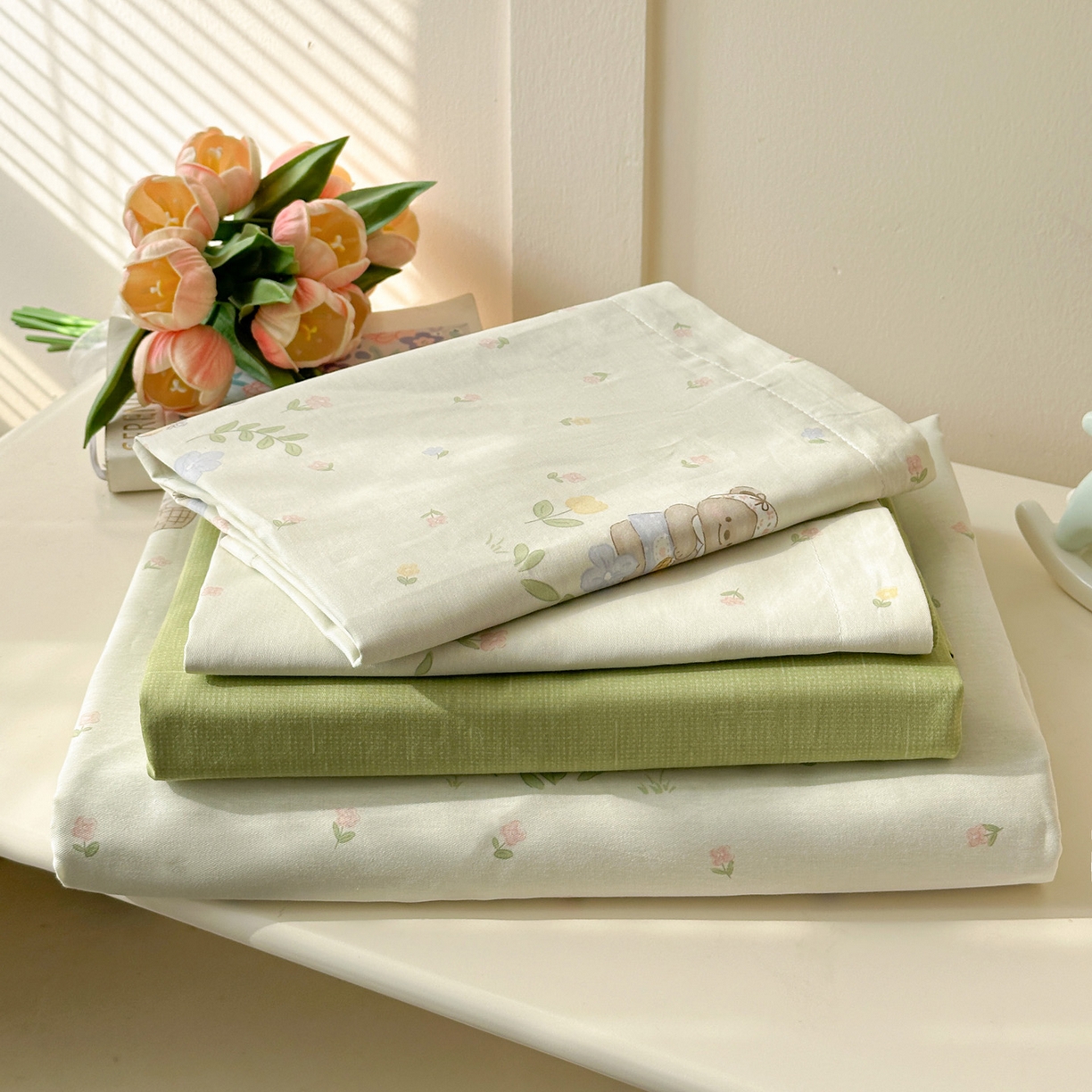 91家纺网 家纺一手货源 找家纺 春雨家居 2026新款全棉纯棉花ins减龄可爱小清新四件套 浪漫花园