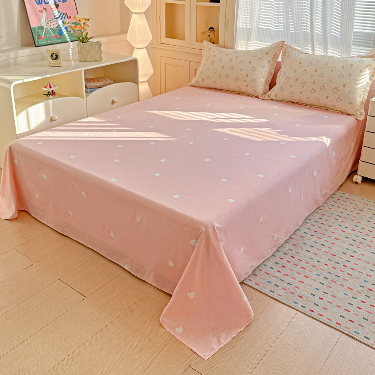 91家纺网 家纺一手货源 找家纺 春雨家居 2026新款全棉纯棉花ins减龄可爱小清新四件套 萌趣汪汪