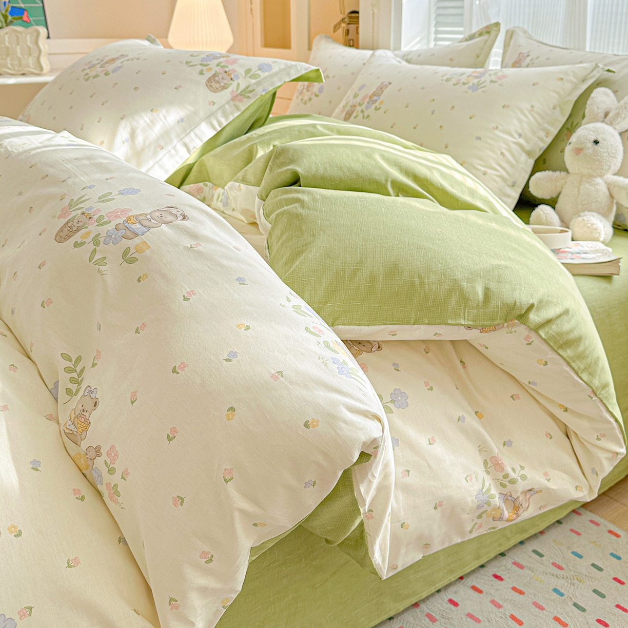 春雨家居 2026新款全棉纯棉花ins减龄可爱小清新四件套 浪漫花园