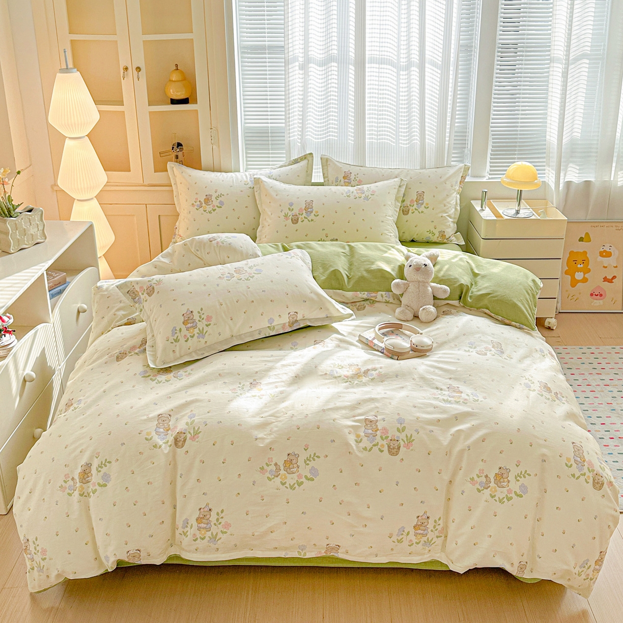 91家纺网 家纺一手货源 找家纺 春雨家居 2026新款全棉纯棉花ins减龄可爱小清新四件套 浪漫花园