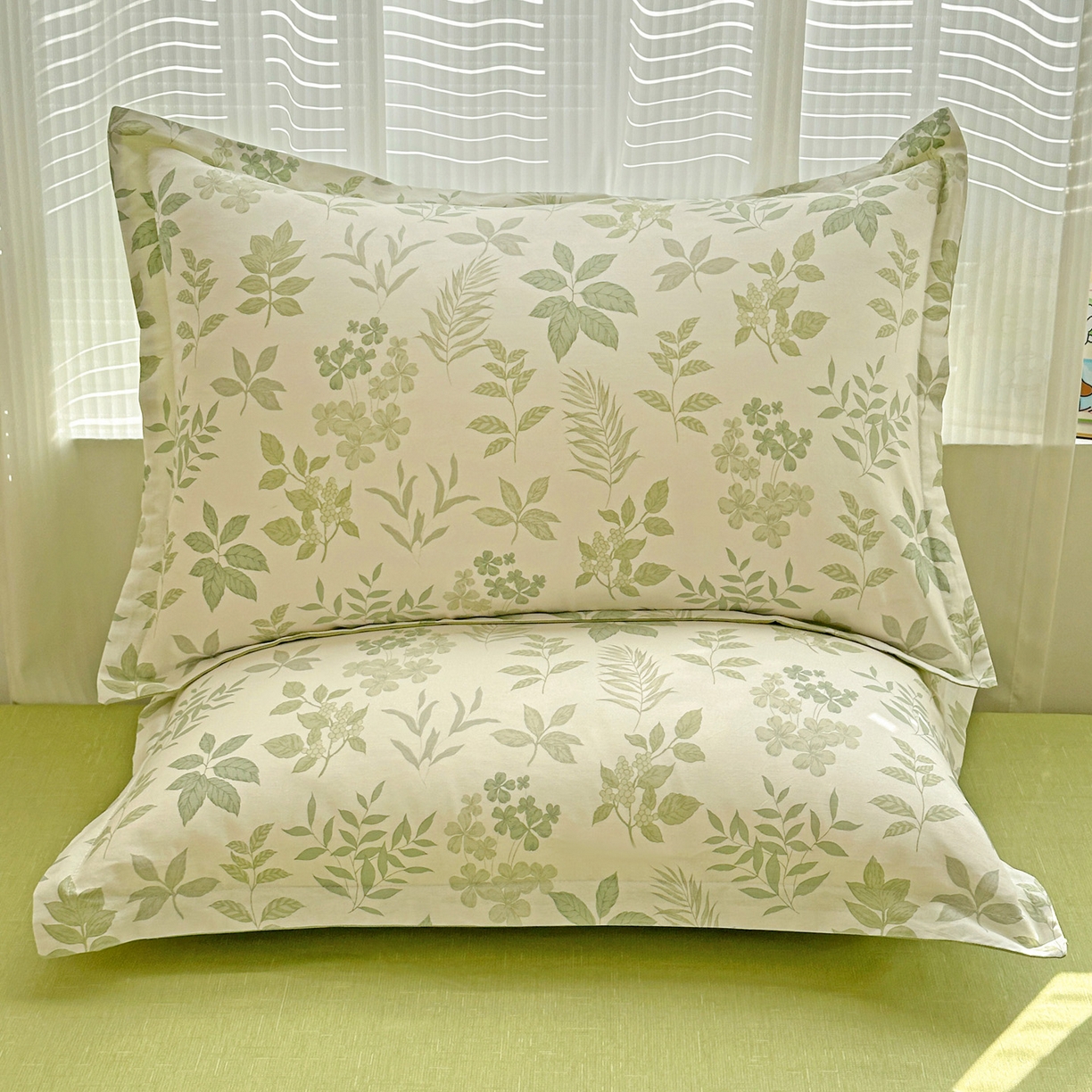 91家纺网 家纺一手货源 找家纺 春雨家居 2026新款全棉纯棉花ins减龄可爱小清新四件套 洛克庄园-绿