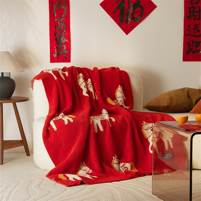 （总）暖绵绵家纺 2026新款马年暖心半边绒针织毯毛毯毯子-陶花驹（最低零售价：173元）
