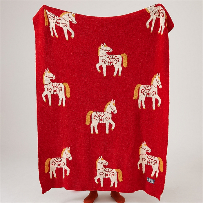 91家纺网 家纺一手货源 找家纺 （总）暖绵绵家纺 2026新款马年暖心半边绒针织毯毛毯毯子-陶花驹（券后最低零售价：173元）