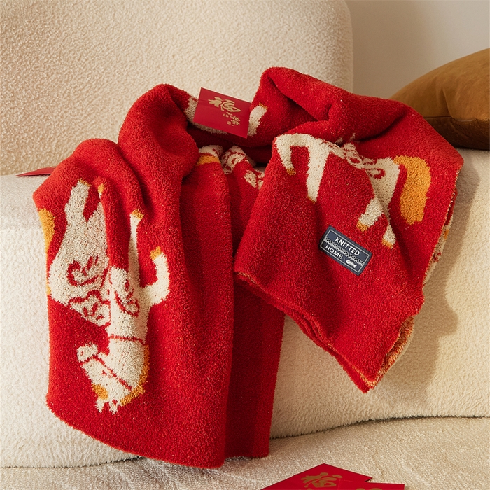 91家纺网 家纺一手货源 找家纺 （总）暖绵绵家纺 2026新款马年暖心半边绒针织毯毛毯毯子-陶花驹（券后最低零售价：173元）