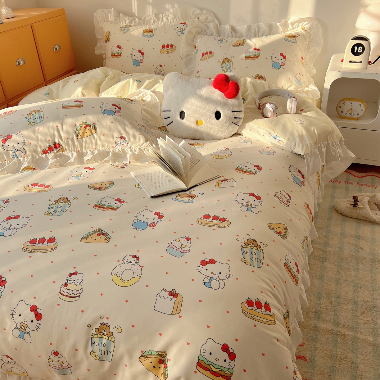 91家纺网 家纺一手货源 找家纺 （总）六巷胡同 2026春夏新款韩系可爱风花边款卡通全棉四件套（第一系列）