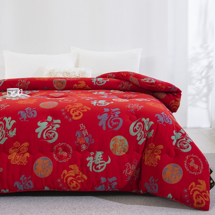 91家纺网 家纺一手货源 找家纺 （总）双层纱家居 2025新款双层纱冬被被子被芯-马上有福