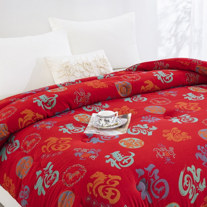 91家纺网 家纺一手货源 找家纺 （总）双层纱家居 2025新款双层纱冬被被子被芯-马上有福