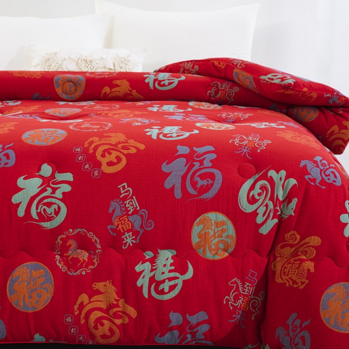 91家纺网 家纺一手货源 找家纺 （总）双层纱家居 2025新款双层纱冬被被子被芯-马上有福