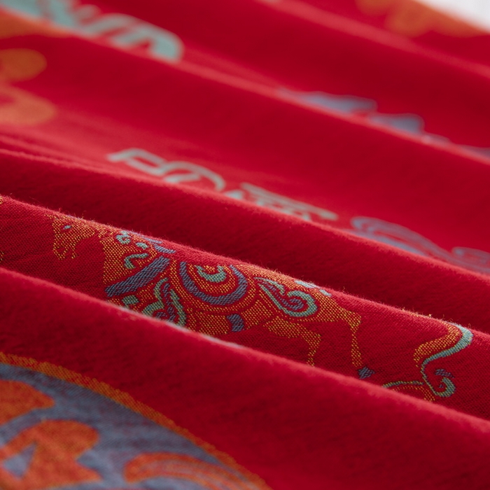 91家纺网 家纺一手货源 找家纺 （总）双层纱家居 2025新款全棉纯棉双层纱四件套-马上有福