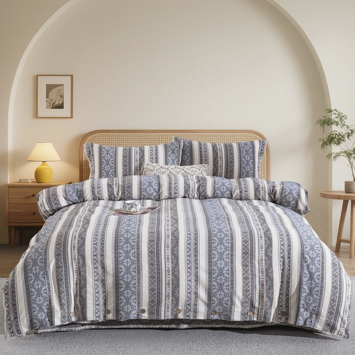 91家纺网 家纺一手货源 找家纺 （总）双层纱家居 2025新款全棉纯棉双层纱四件套-波西米亚