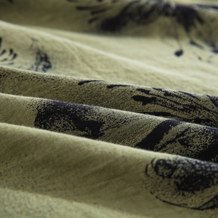 91家纺网 家纺一手货源 找家纺 （总）双层纱家居 2025新款全棉纯棉双层纱四件套-军绿