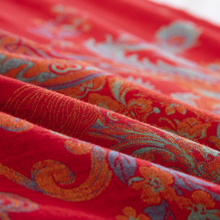 91家纺网 家纺一手货源 找家纺 （总）双层纱家居 2025新款全棉纯棉双层纱四件套-龙凤呈祥