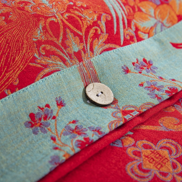 91家纺网 家纺一手货源 找家纺 （总）双层纱家居 2025新款全棉纯棉双层纱四件套-龙凤呈祥