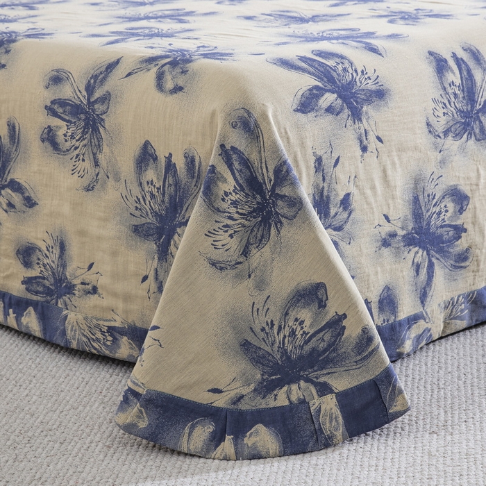 91家纺网 家纺一手货源 找家纺 （总）双层纱家居 2025新款全棉纯棉双层纱四件套-庄周梦蝶蓝