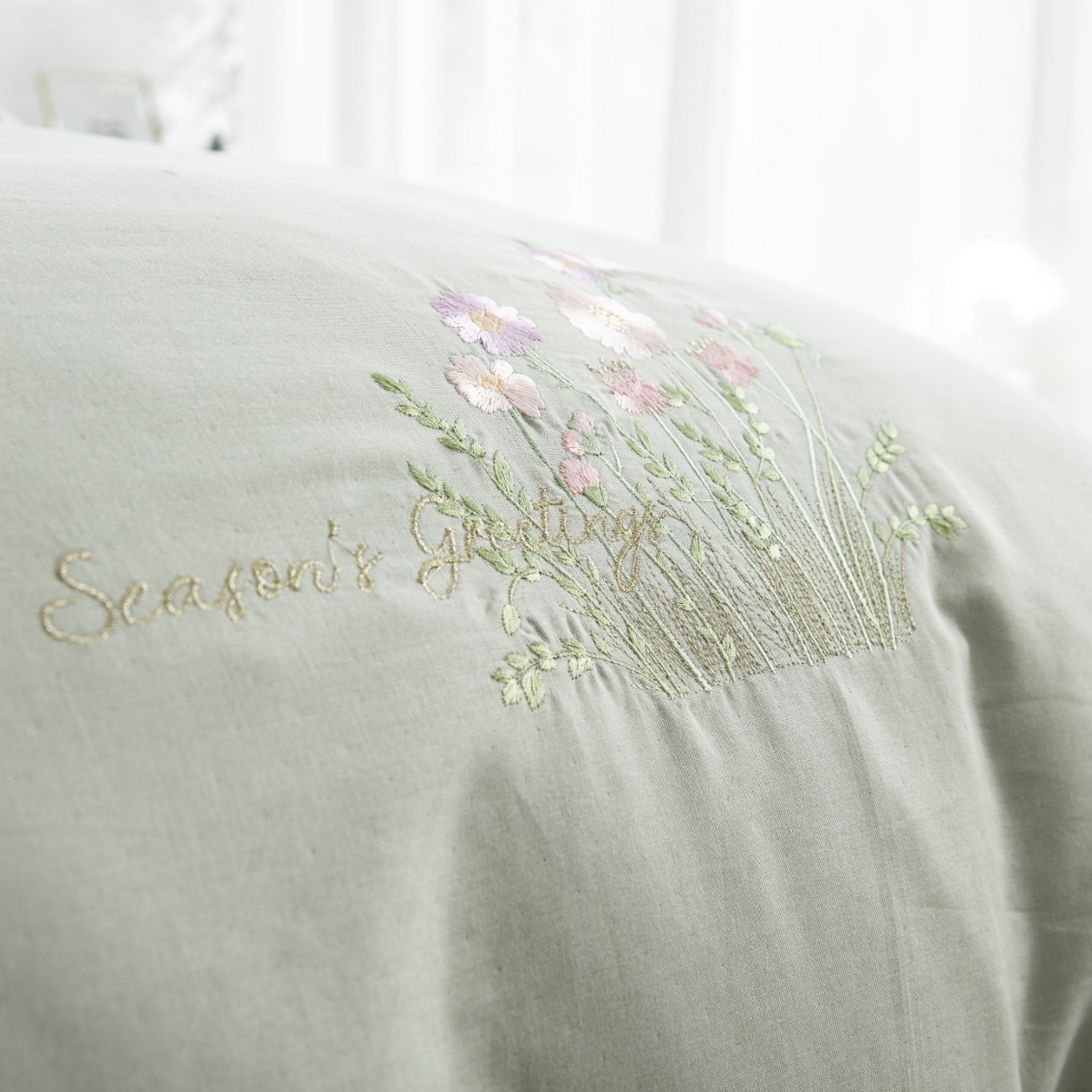 91家纺网 家纺一手货源 找家纺 仰望棉麻双层纱供应链 2026新款全棉双层纱绣花绣花四件套-初语 初语-薄荷绿