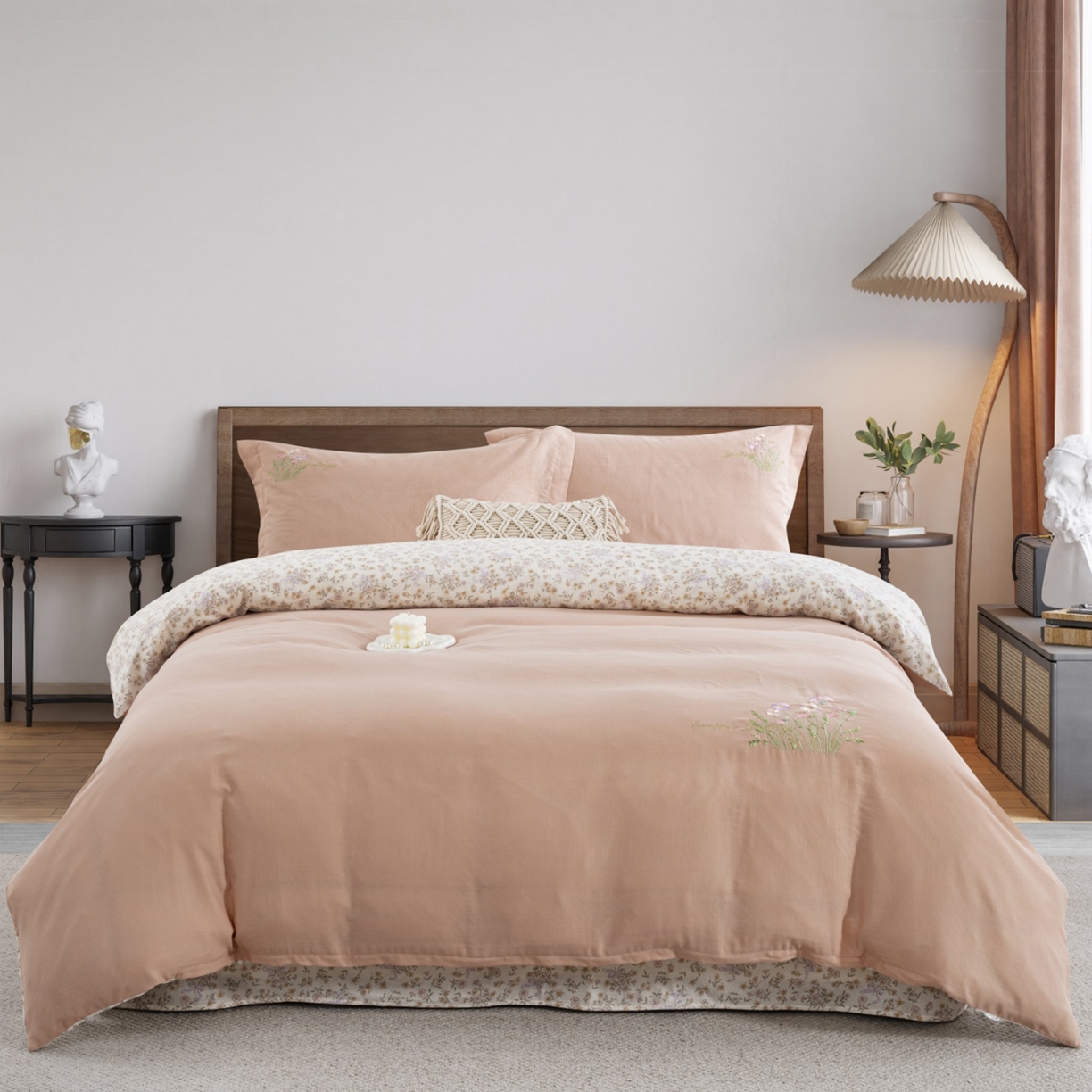 91家纺网 家纺一手货源 找家纺 （总）仰望棉麻双层纱供应链 2026新款全棉双层纱绣花绣花四件套-初语