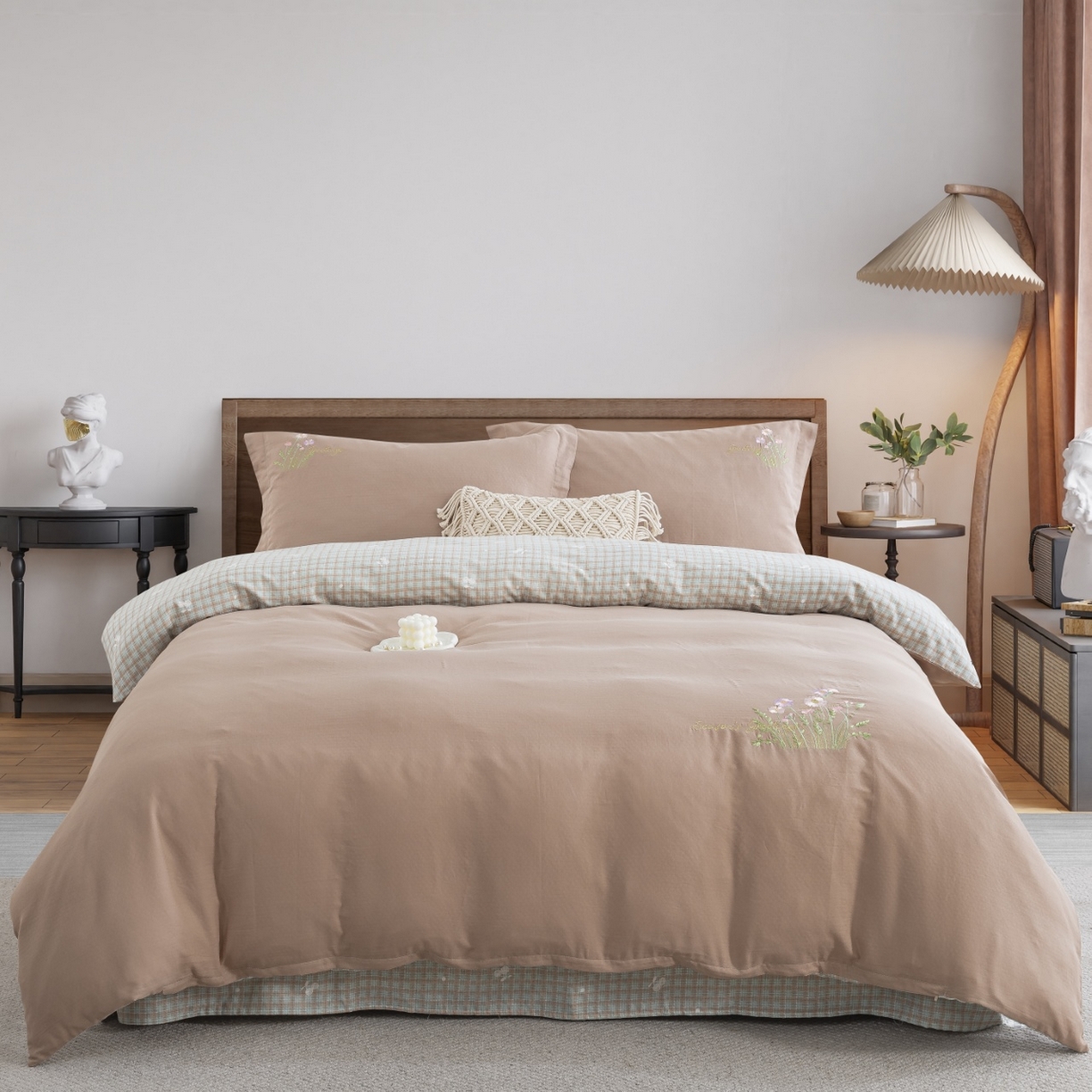 91家纺网 家纺一手货源 找家纺 （总）仰望棉麻双层纱供应链 2026新款全棉双层纱绣花绣花四件套-初语