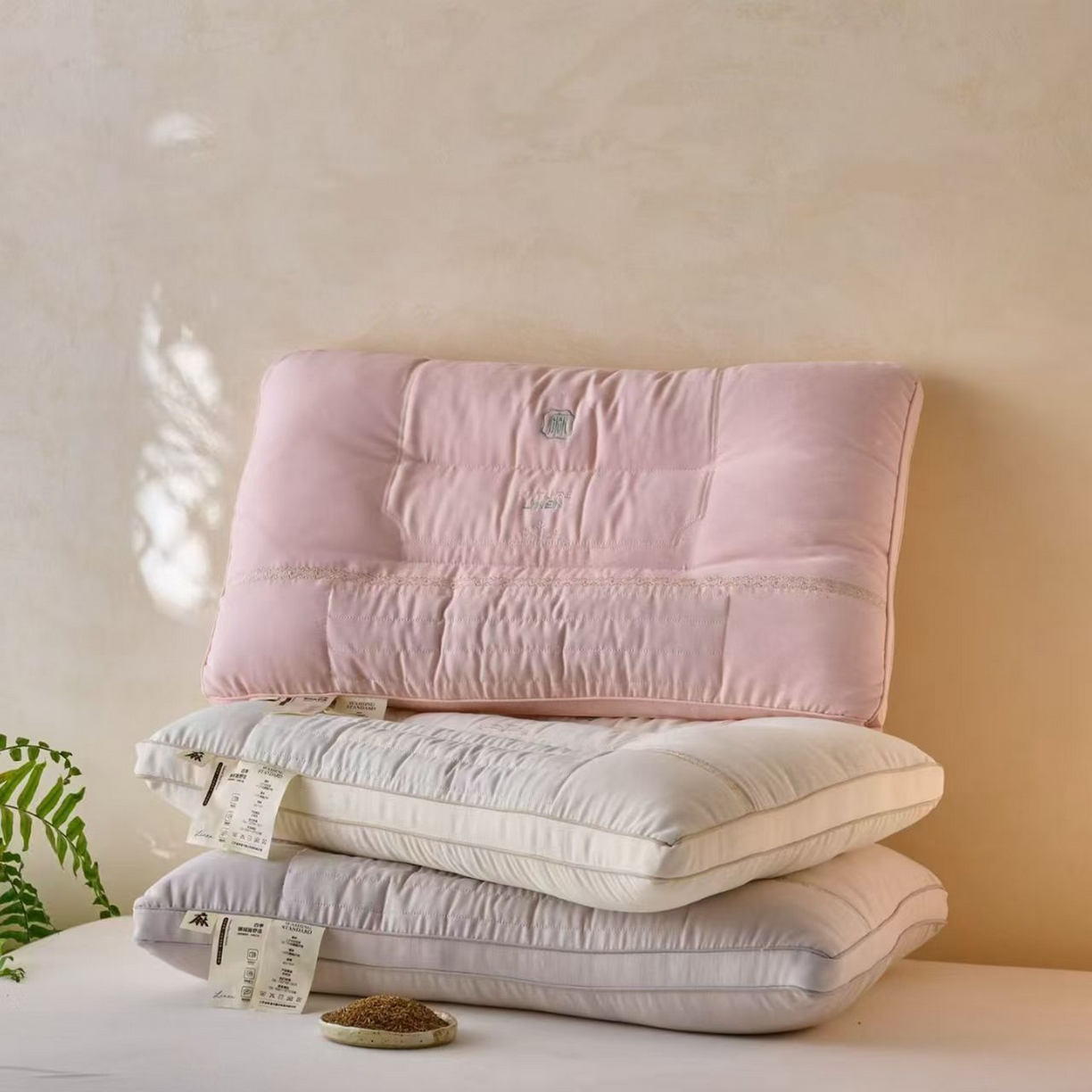 （总）剑桥枕业 2025新款锦麻金丝楠木护颈保健枕芯定型护颈枕头