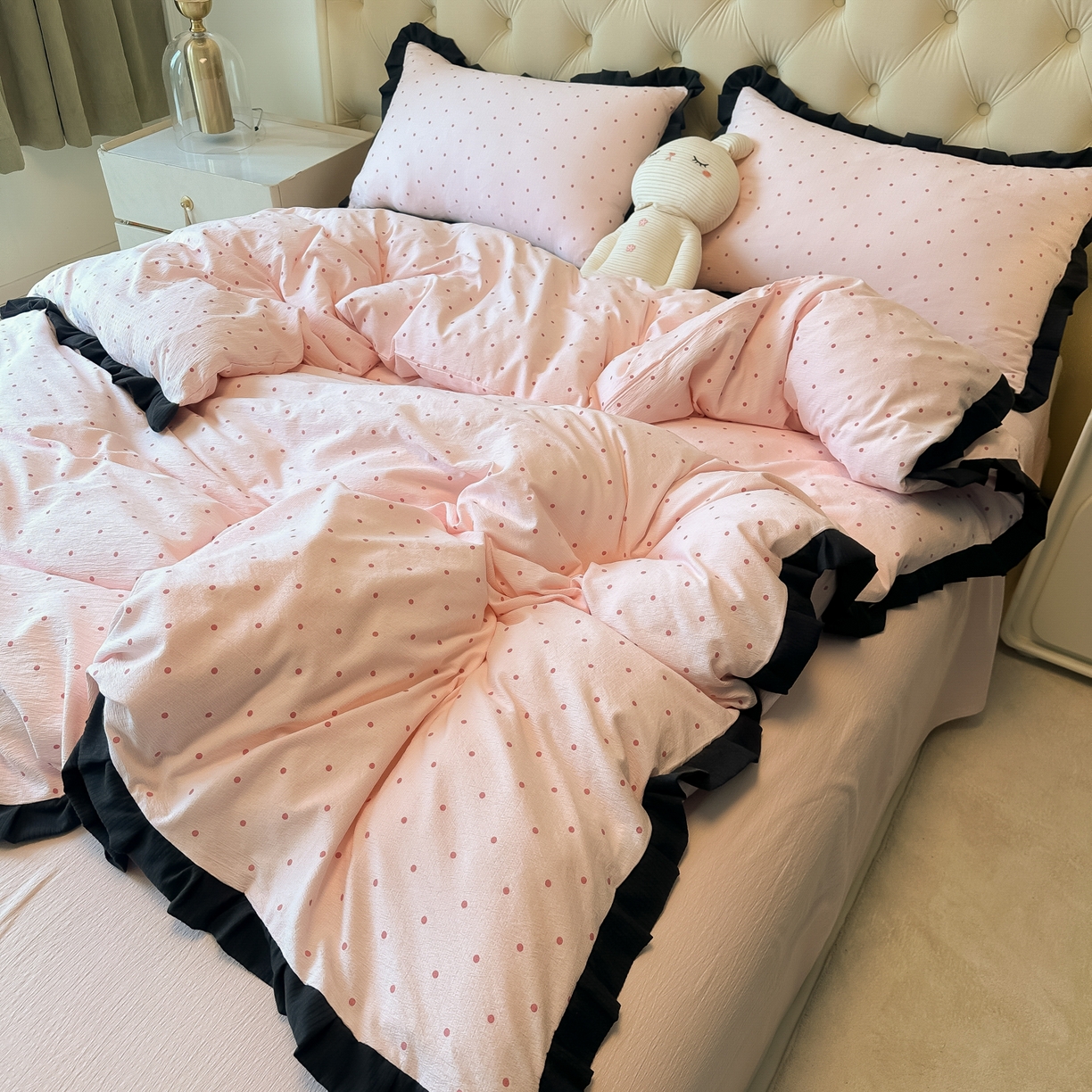 91家纺网 家纺一手货源 找家纺 （总）韩巢家纺 2026新款黑色花边款四件套