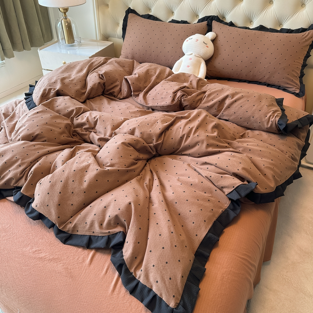 91家纺网 家纺一手货源 找家纺 （总）韩巢家纺 2026新款黑色花边款四件套