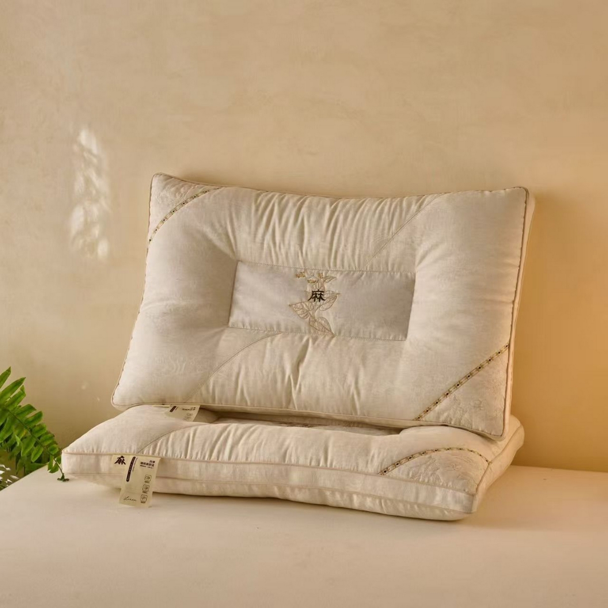 91家纺网 家纺一手货源 找家纺 （总）剑桥枕业 2025新款棉麻提花荞麦定型枕头荞麦壳冬夏两用枕芯