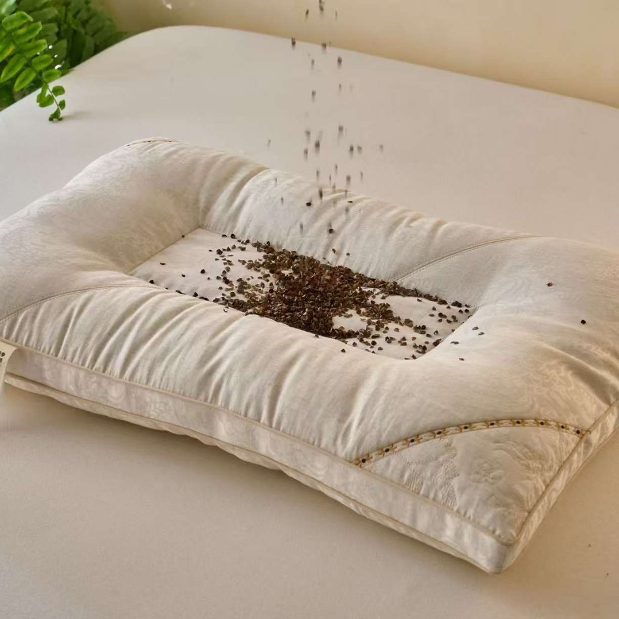 91家纺网 家纺一手货源 找家纺 （总）剑桥枕业 2025新款棉麻提花荞麦定型枕头荞麦壳冬夏两用枕芯