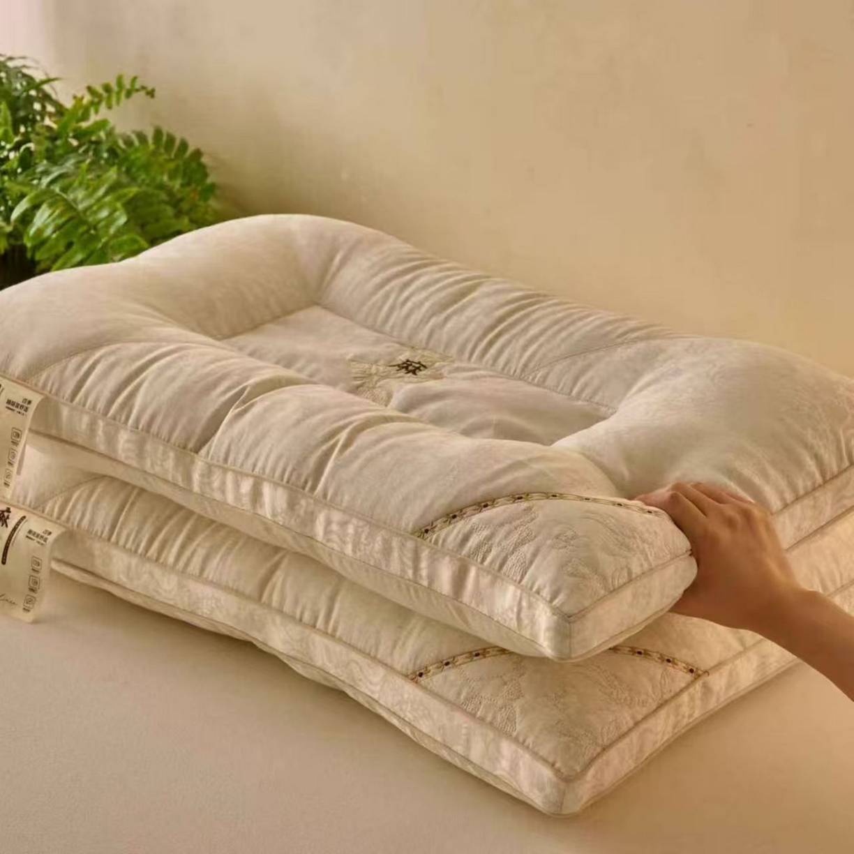 91家纺网 家纺一手货源 找家纺 （总）剑桥枕业 2025新款棉麻提花荞麦定型枕头荞麦壳冬夏两用枕芯