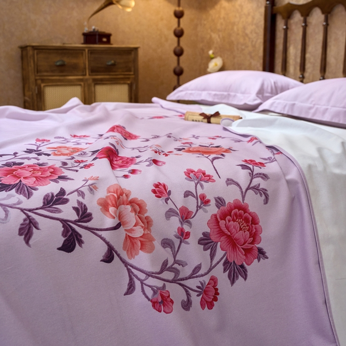 91家纺网 家纺一手货源 找家纺 春皖家纺 2026新款老上海A类国民全棉老粗布床单怀旧经典粗布床单（提供买家秀） 锦花-紫