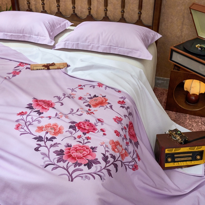 91家纺网 家纺一手货源 找家纺 春皖家纺 2026新款老上海A类国民全棉老粗布床单怀旧经典粗布床单（提供买家秀） 锦花-紫