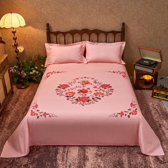 春皖家纺 2026新款老上海A类国民全棉老粗布床单怀旧经典粗布床单（提供买家秀） 锦花-玉