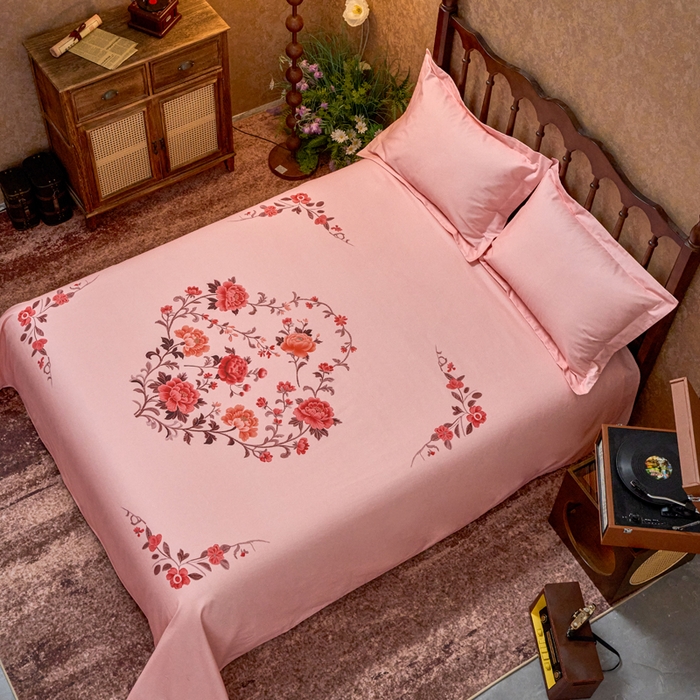 91家纺网 家纺一手货源 找家纺 春皖家纺 2026新款老上海A类国民全棉老粗布床单怀旧经典粗布床单（提供买家秀） 锦花-玉