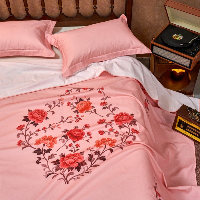 91家纺网 家纺一手货源 找家纺 春皖家纺 2026新款老上海A类国民全棉老粗布床单怀旧经典粗布床单（提供买家秀） 锦花-玉