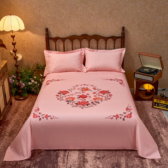 91家纺网 家纺一手货源 找家纺 春皖家纺 2026新款老上海A类国民全棉老粗布床单怀旧经典粗布床单（提供买家秀） 锦花-玉