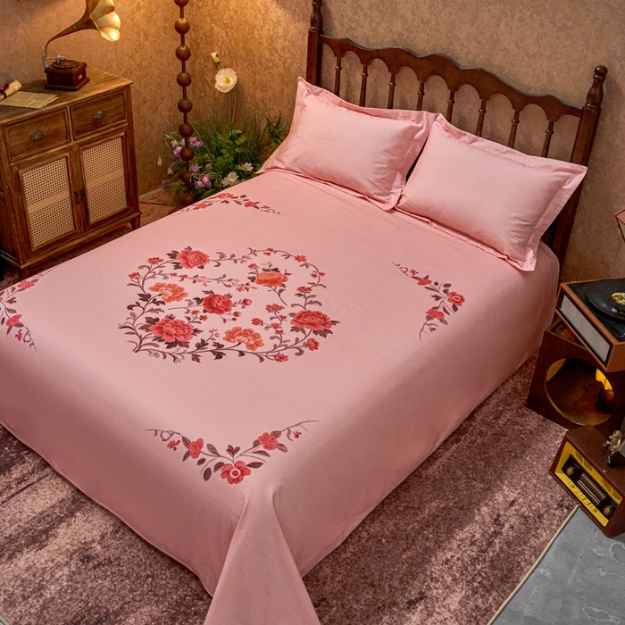 91家纺网 家纺一手货源 找家纺 春皖家纺 2026新款老上海A类国民全棉老粗布床单怀旧经典粗布床单（提供买家秀） 锦花-玉