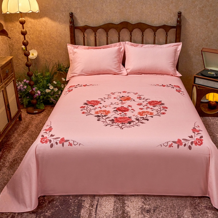 91家纺网 家纺一手货源 找家纺 春皖家纺 2026新款老上海A类国民全棉老粗布床单怀旧经典粗布床单（提供买家秀） 锦花-玉