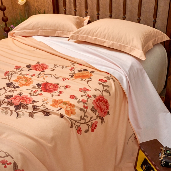 91家纺网 家纺一手货源 找家纺 春皖家纺 2026新款老上海A类国民全棉老粗布床单怀旧经典粗布床单（提供买家秀） 锦花-暖杏