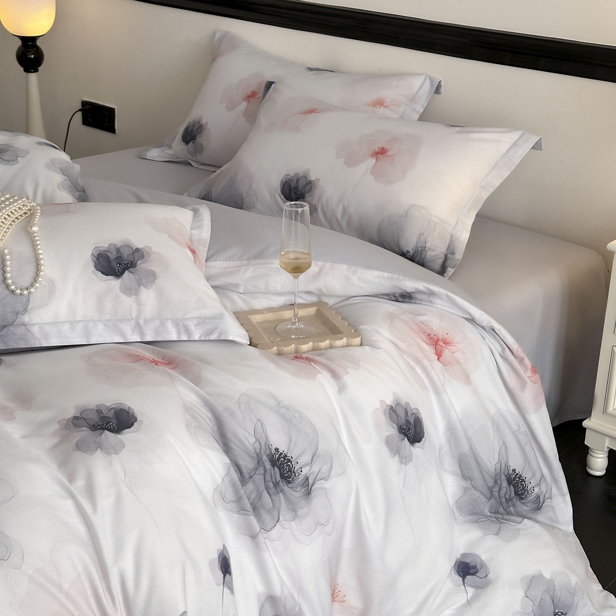 91家纺网 家纺一手货源 找家纺 金鑫汇家纺 2026新款全棉高端数码印花四件套 春晓-紫