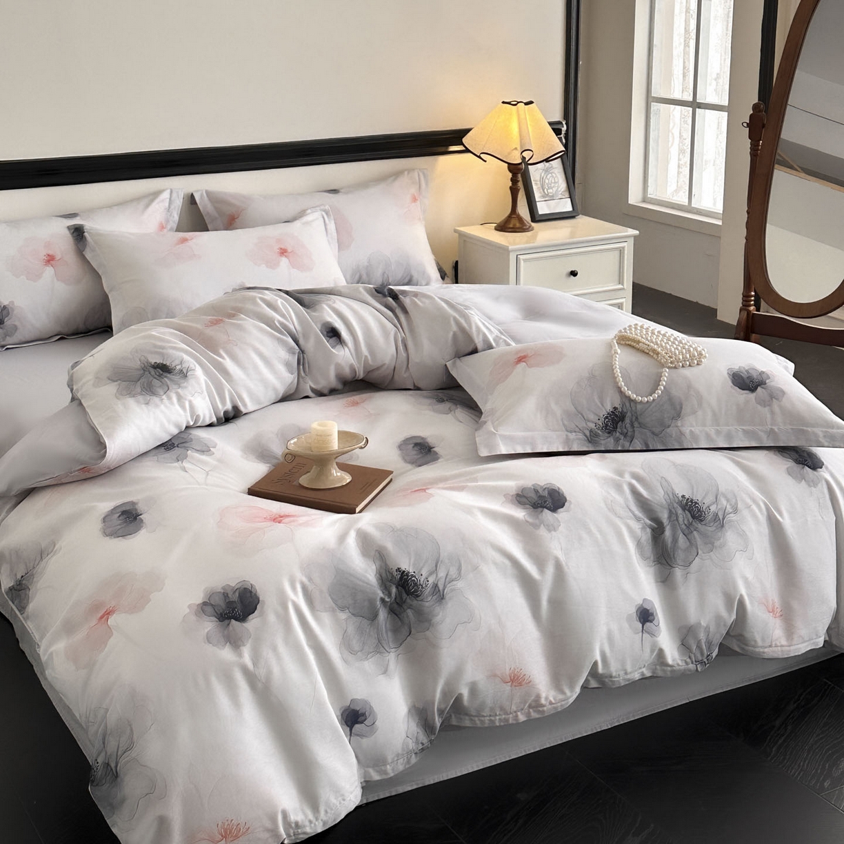 91家纺网 家纺一手货源 找家纺 金鑫汇家纺 2026新款全棉高端数码印花四件套 春晓-紫