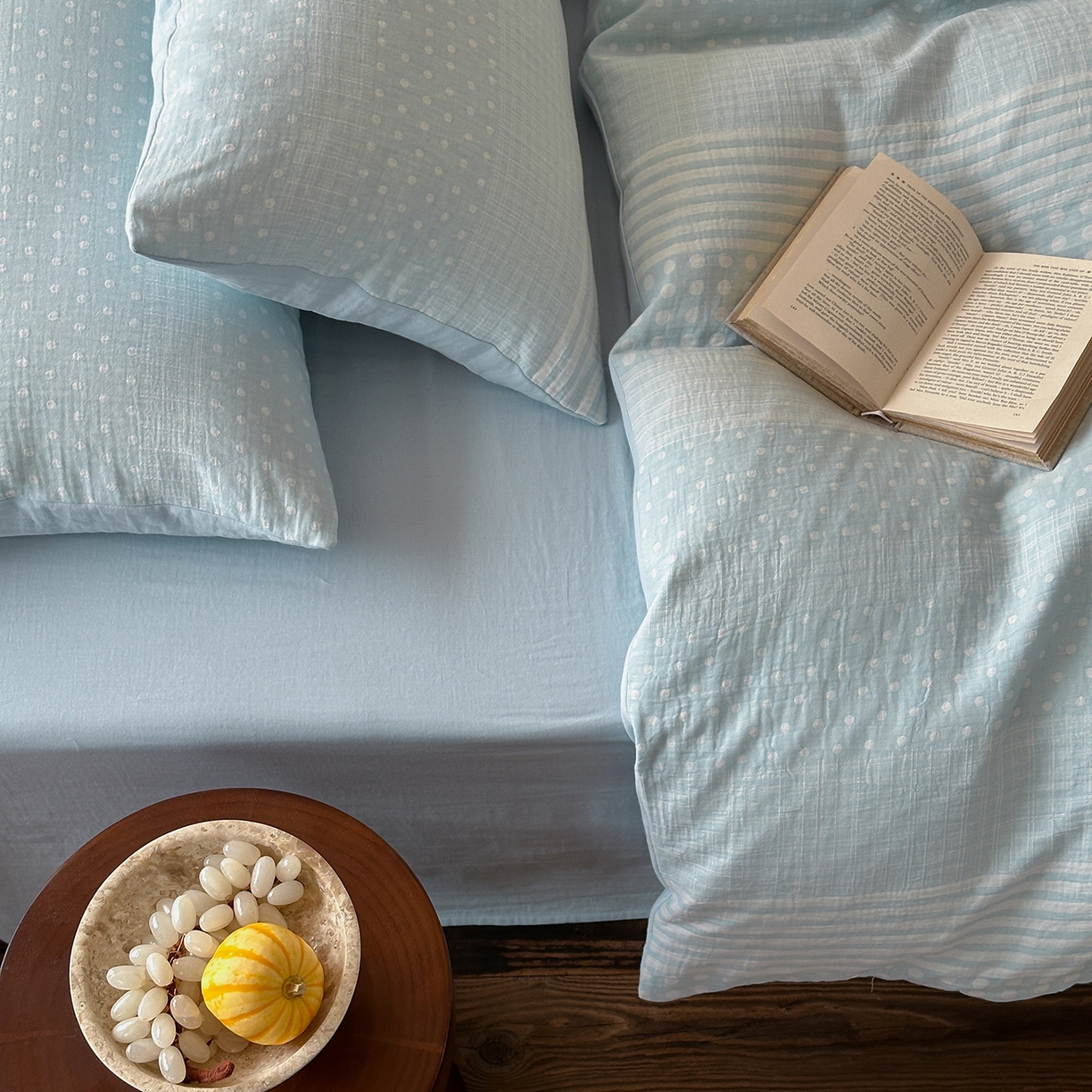 91家纺网 家纺一手货源 找家纺 云上 2026春季新款双层纱色织大提花四件套-日耳曼系列 日耳曼-蓝