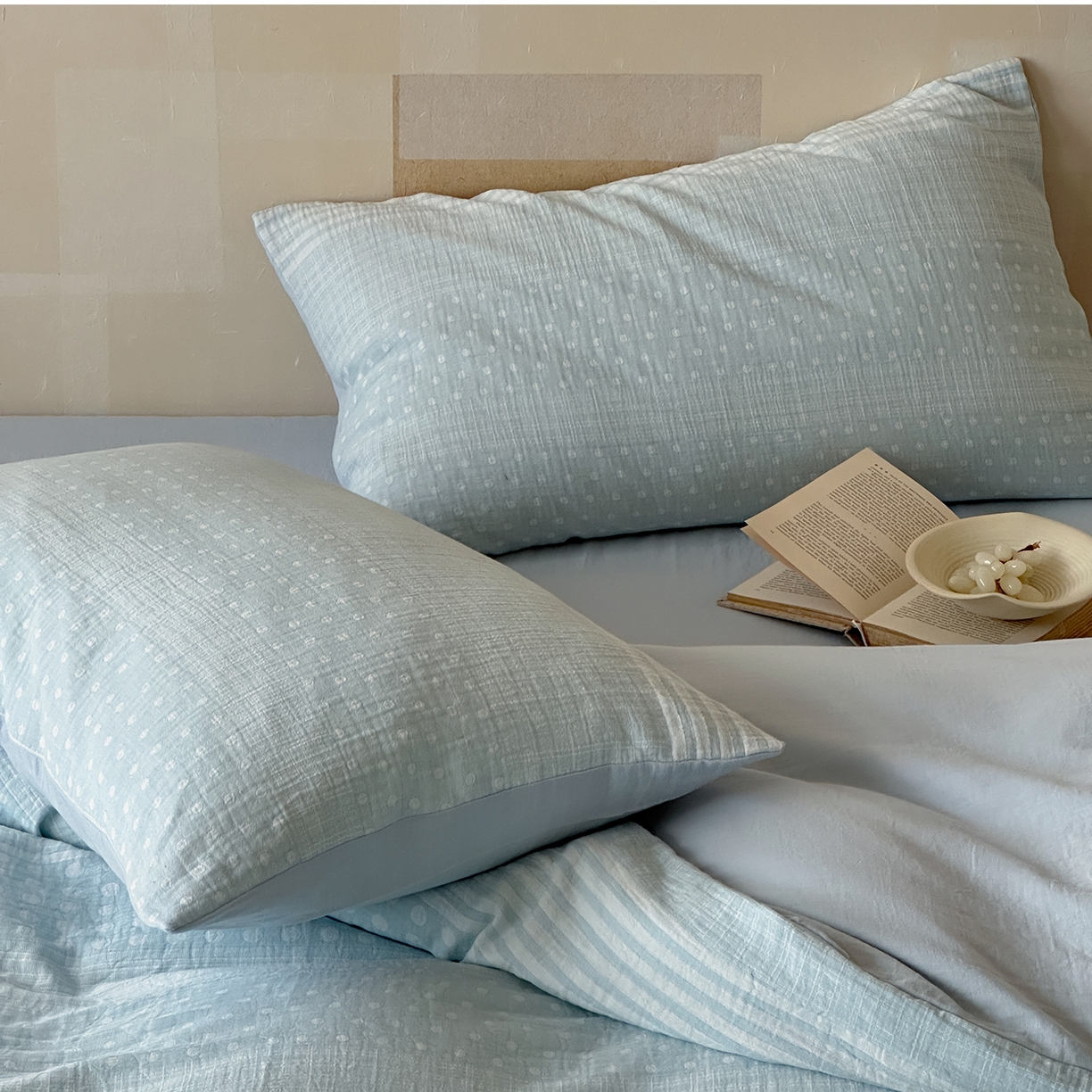 91家纺网 家纺一手货源 找家纺 云上 2026春季新款双层纱色织大提花四件套-日耳曼系列 日耳曼-蓝