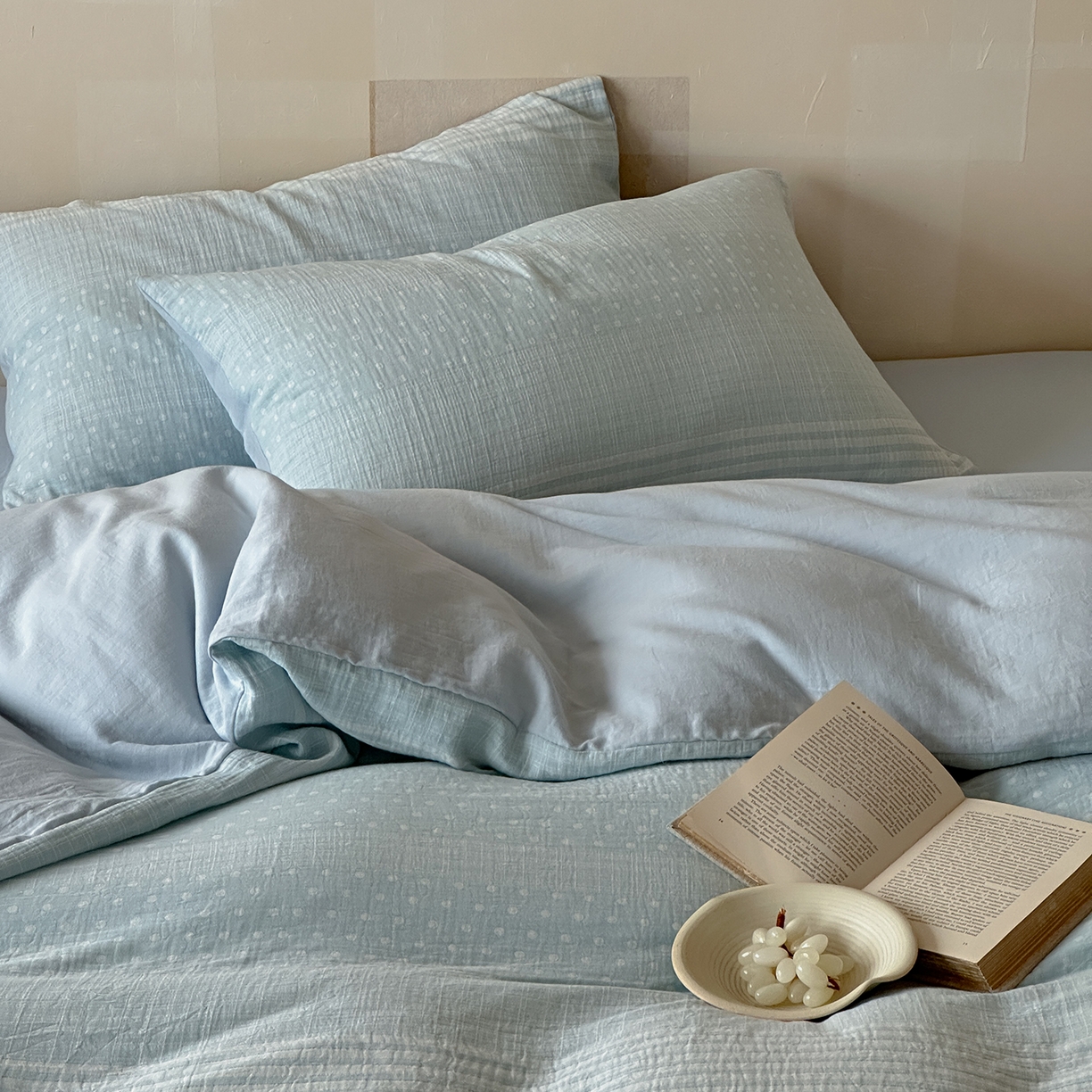 91家纺网 家纺一手货源 找家纺 云上 2026春季新款双层纱色织大提花四件套-日耳曼系列 日耳曼-蓝