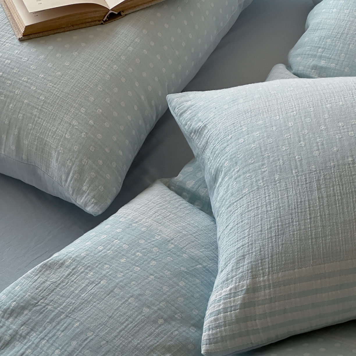 91家纺网 家纺一手货源 找家纺 云上 2026春季新款双层纱色织大提花四件套-日耳曼系列 日耳曼-蓝