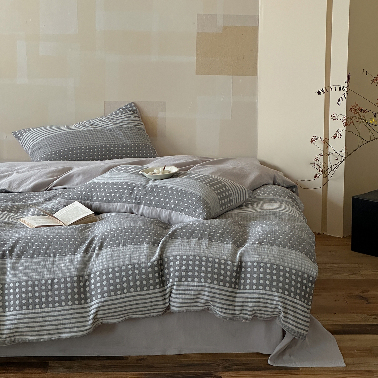 91家纺网 家纺一手货源 找家纺 （总）云上 2026春季新款双层纱色织大提花四件套-日耳曼系列