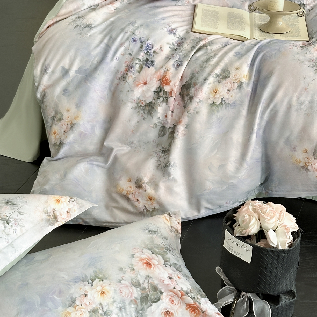 91家纺网 家纺一手货源 找家纺 金鑫汇家纺 2026新款全棉高端数码印花四件套 轻梦花海-蓝