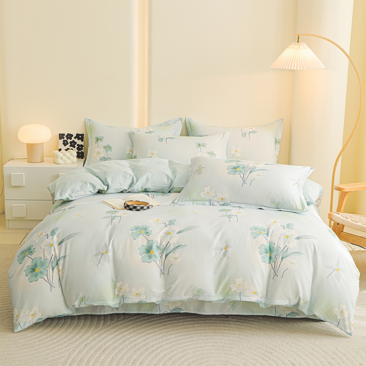 91家纺网 家纺一手货源 找家纺 金鑫汇家纺 2026新款全棉高端数码印花四件套 喜鹊