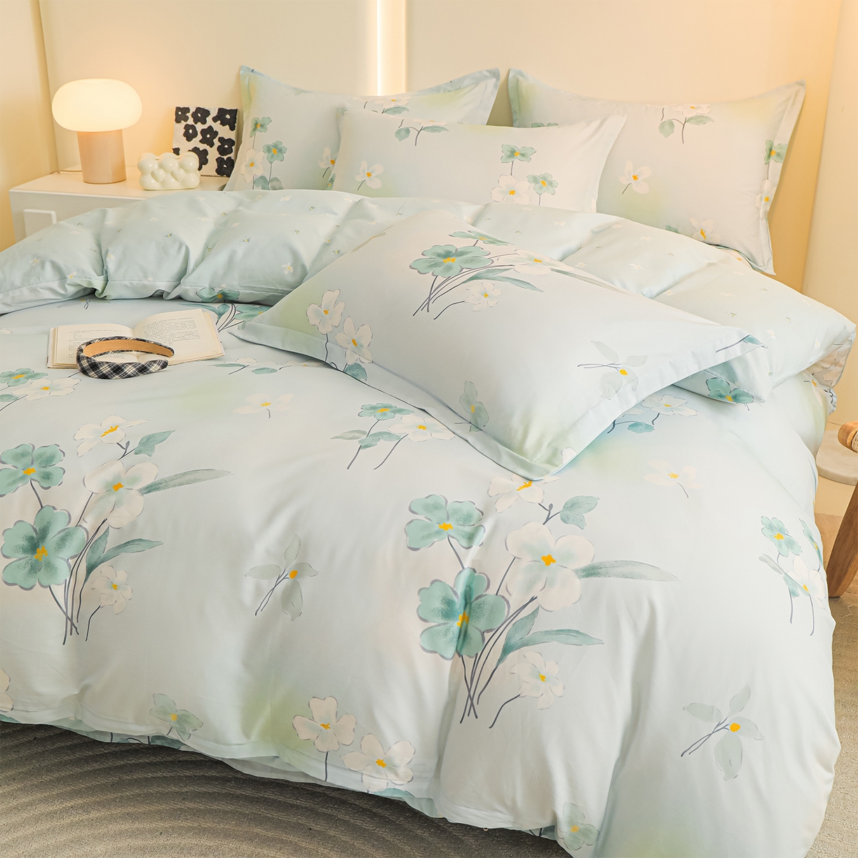 91家纺网 家纺一手货源 找家纺 金鑫汇家纺 2026新款全棉高端数码印花四件套 喜鹊